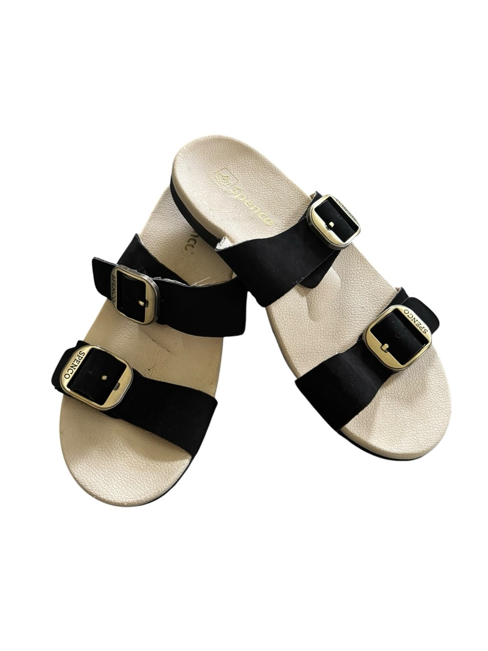 Spenco Vista Slide Sandal Sz 8.5 Double Comfort Straps Arch Support Black Summer